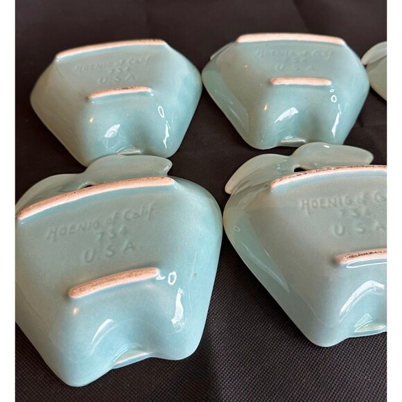 1950s Hoenig California Pottery Turquoise Apple Serving Dishes - 8 Pieces - Picture 11 of 11